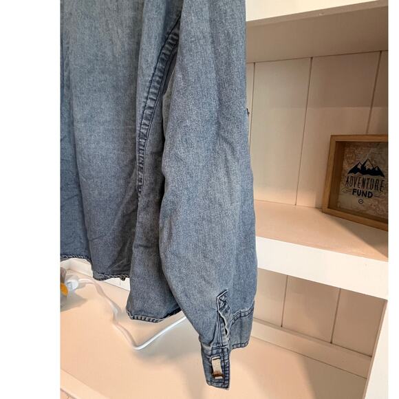 C.E. Schmidt Womens Denim Work Shirt 3X Button Front Roll Tab Sleeves Utility - Picture 8 of 13